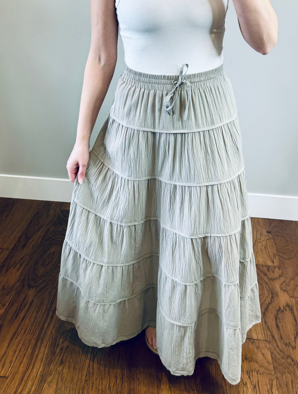 Traveler Tiered Cotton Gauze Maxi Skirt - Mint