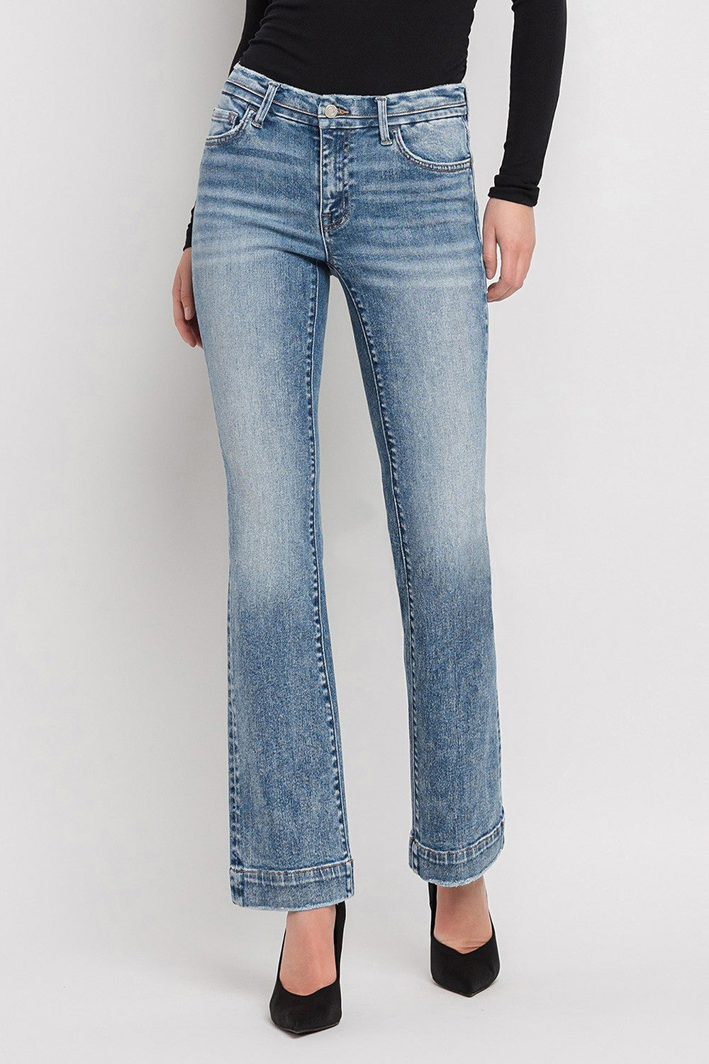 VERVET Mid Rise Trouser Hem Bootcut Jeans