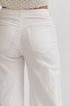 High Rise Wide Leg Denim Pants - White