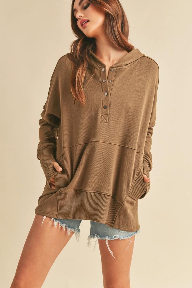 Mineral Washed French Terry Knit Pullover Sweatshirt