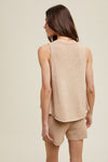 Wishlist Luxe Sweater Knit Two Piece Tank & Shorts Lounge Set - Taupe WL23-8394