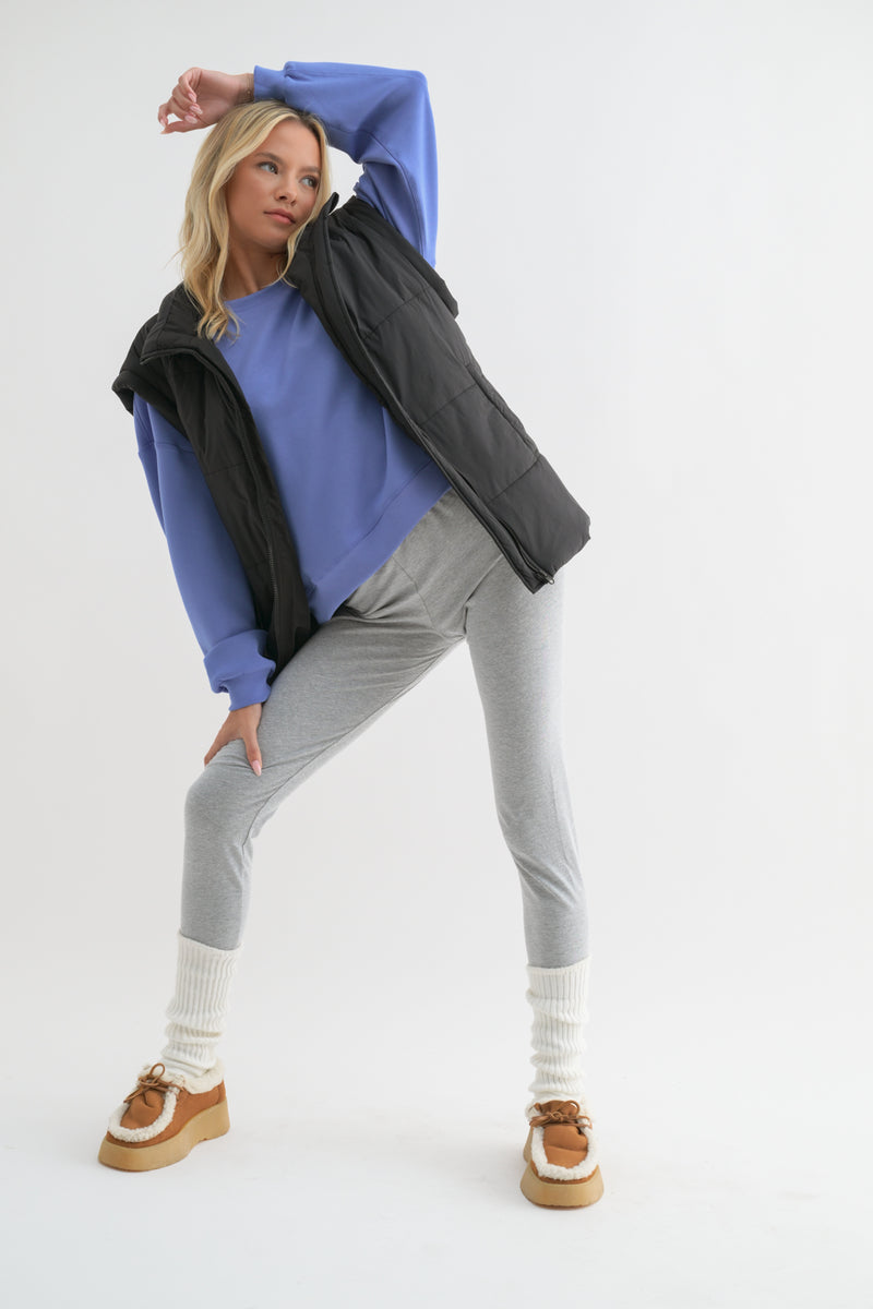 Oversized Black Puffer Vest WL24-8997