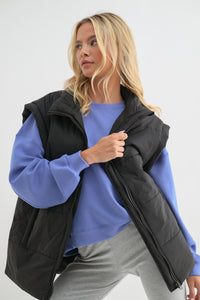 Oversized Black Puffer Vest 