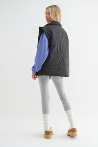 Oversized Black Puffer Vest 