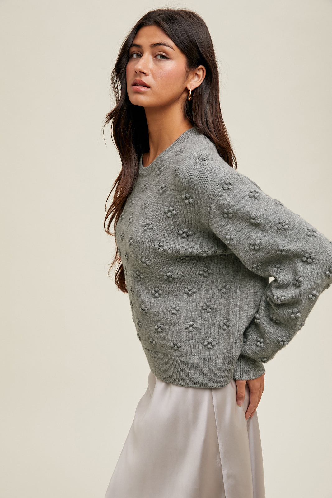 Wishlist Gray Bobble Knit Sweater