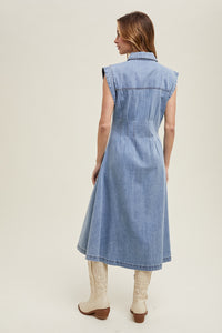Wishlist Button Up Denim Midi Dress