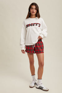 Merry Plaid Top and Shorts Set