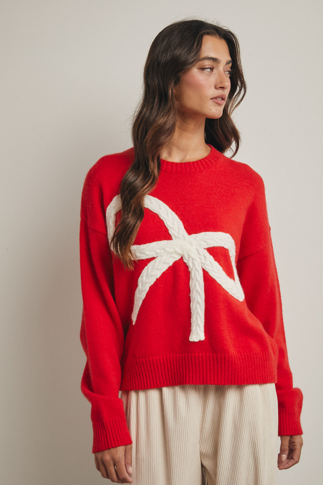 Wishlist Cable Knit Bow Sweater