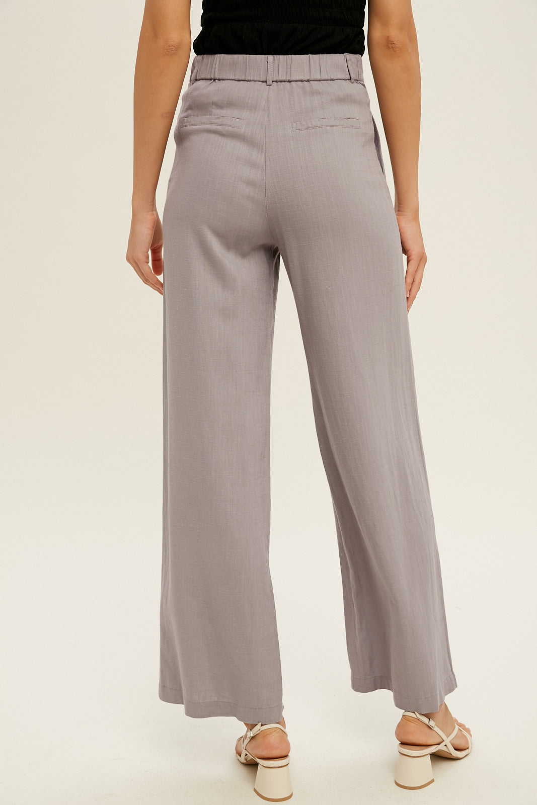 High Waist Linen Pants - Charcoal
