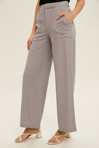 High Waist Linen Pants - Charcoal