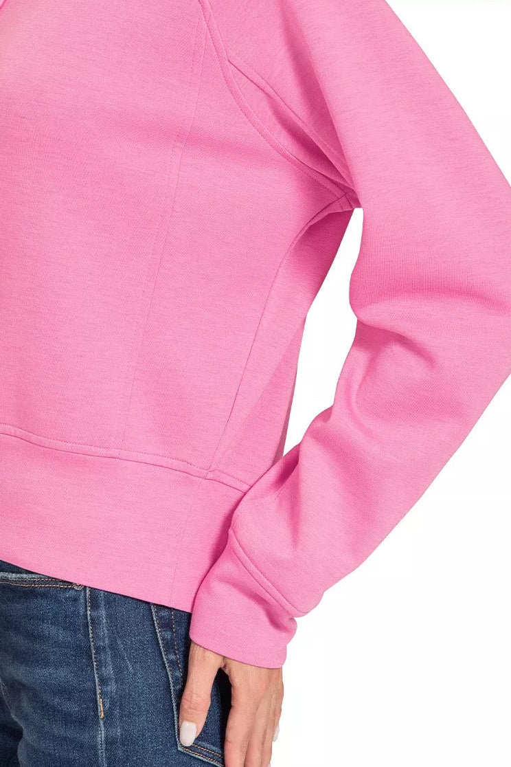 Zenana Scuba Hoodie in Candy Pink