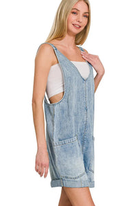 Zenana Denim Short Overalls with Pockets