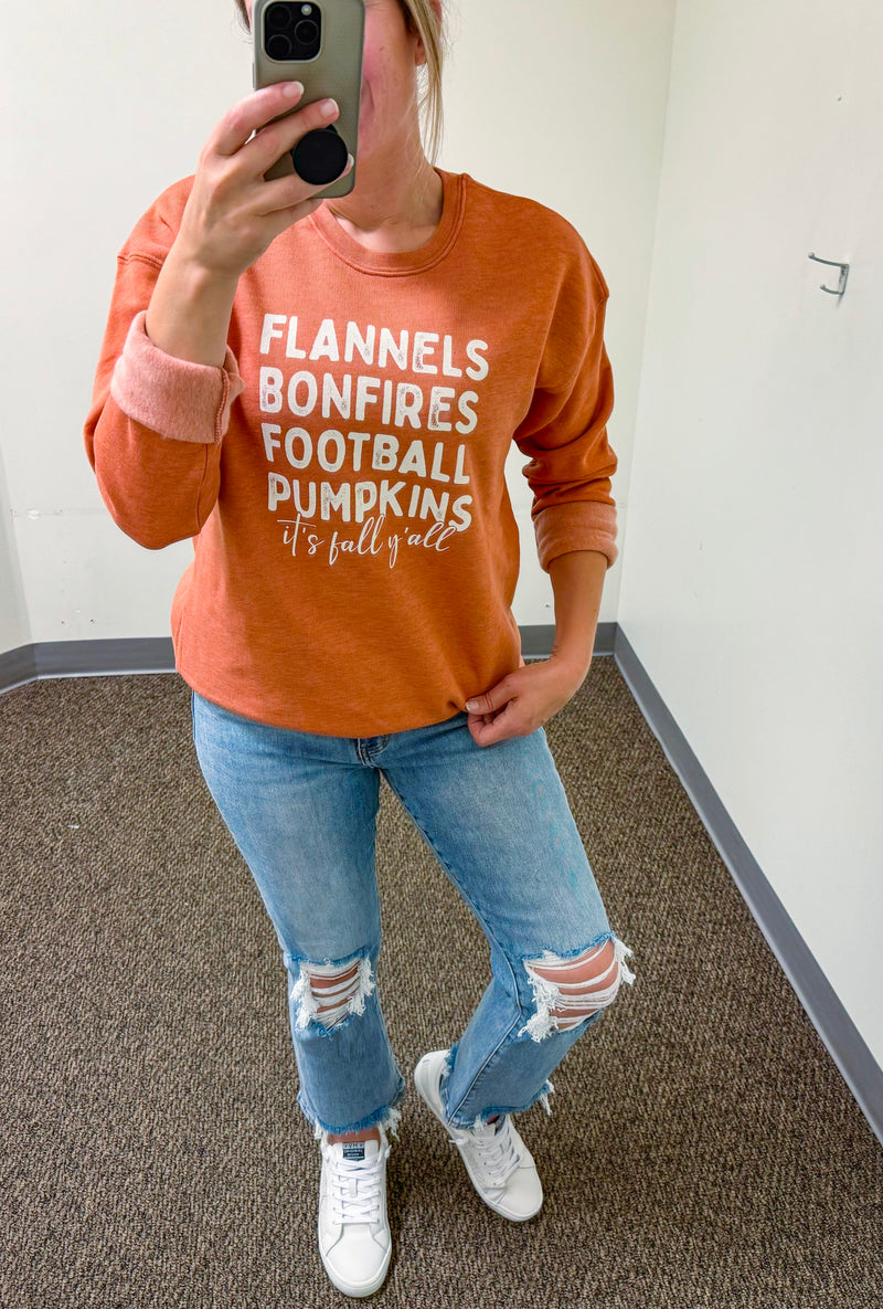 Flannels & Bonfires Graphic Fleece Sweatshirt