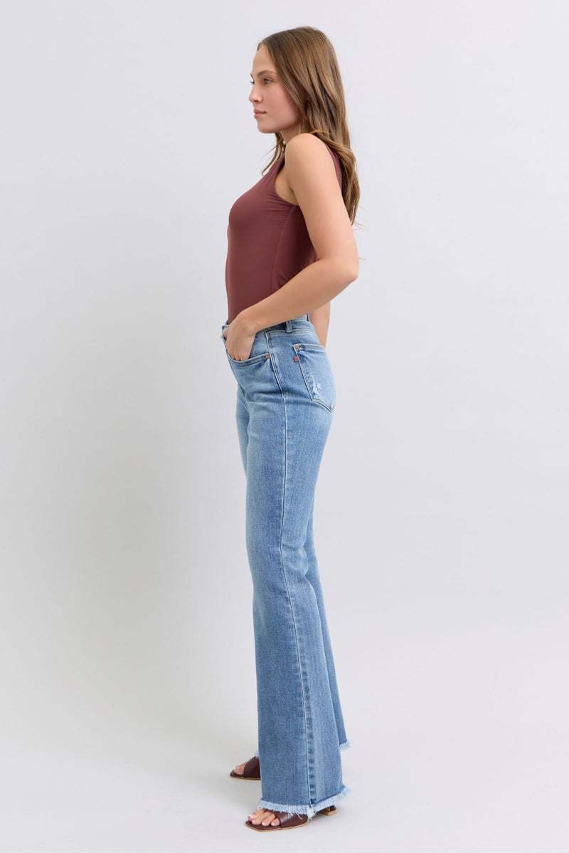 Judy Blue High Rise Raw Hem Bootcut Jeans 82486