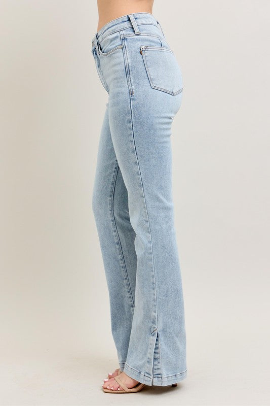 Judy Blue High Rise Vintage Wash Side Slit Bootcut Jeans