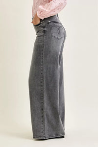 Judy Blue Mid Rise Grey Wash Wide Leg Jeans