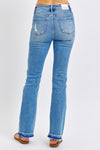 Judy Blue Mid Rise Destroyed Release Hem Bootcut Jeans