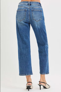 Risen High Rise Front Seam Crop Straight Jeans