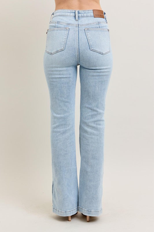 Judy Blue High Rise Vintage Wash Side Slit Bootcut Jeans