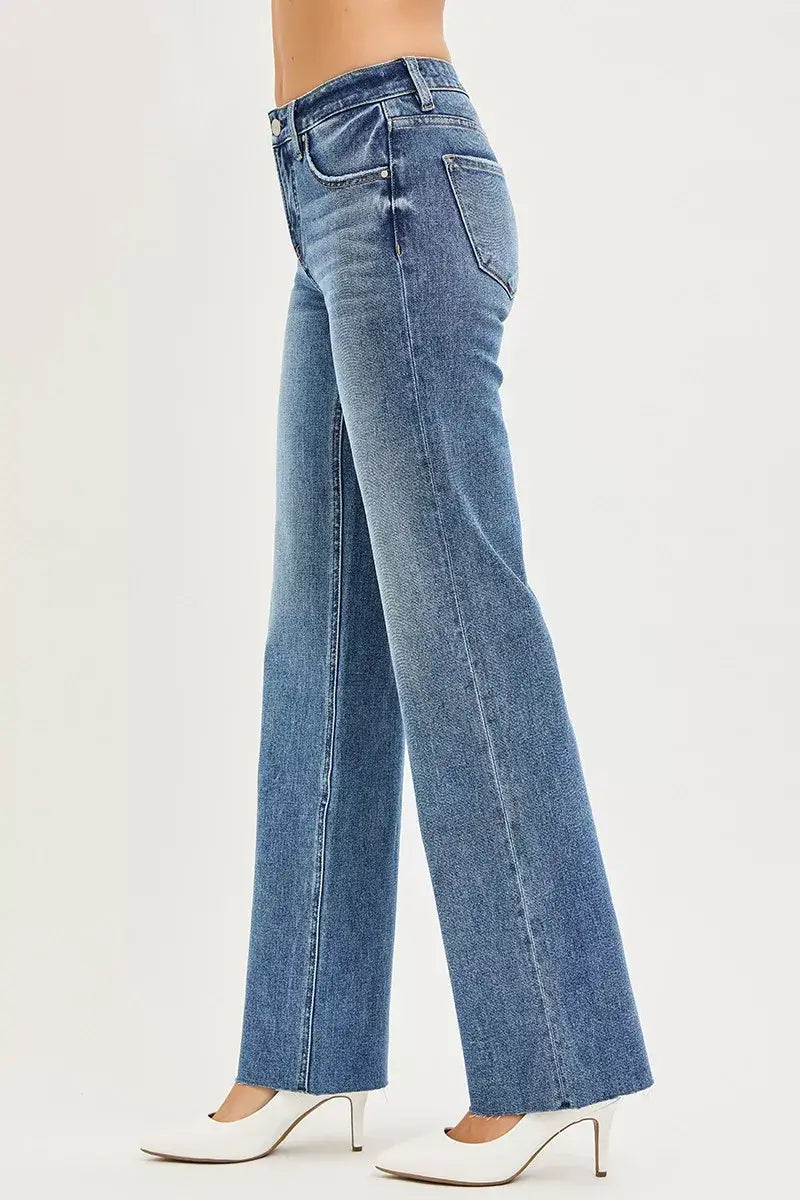 Risen Mid Rise Tummy Control Straight Jeans
