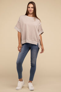 Contrast Trim Drop Shoulder Casual Top