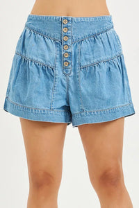 Risen High Rise Elastic Band Slouchy Shorts With Shirred Detail RDS6410