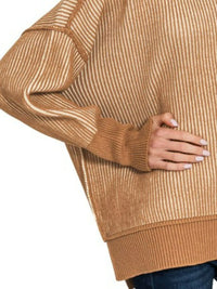 Two Tone Ribbed Sweater - Deep Camel