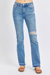 Judy Blue Mid Rise Destroyed Release Hem Bootcut Jeans