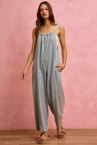 Wide Leg Lightweight Denim Overalls