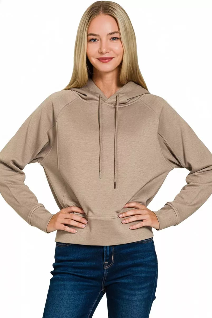 Zenana Scuba Hoodie in Cocoa
