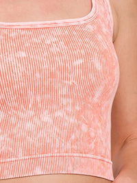 Zenana Washed Two-Way Neckline Ribbed Tank in Coral
