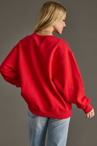 Merry Varsity Sweatshirt in Red