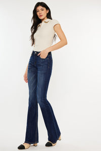 Kancan Mid Rise Dark Wash Flare Jeans