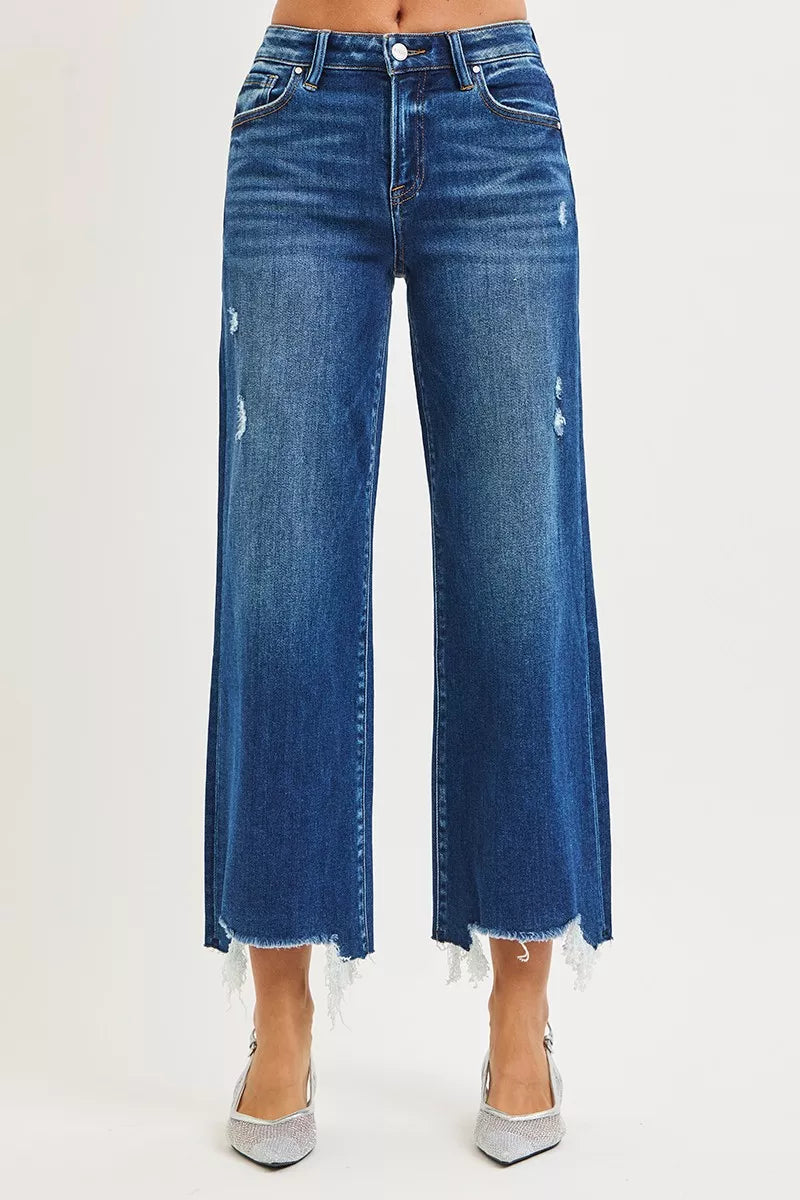 Risen High Rise Crop Wide Leg Jeans