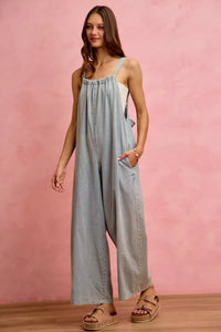 Wide Leg Lightweight Denim Overalls