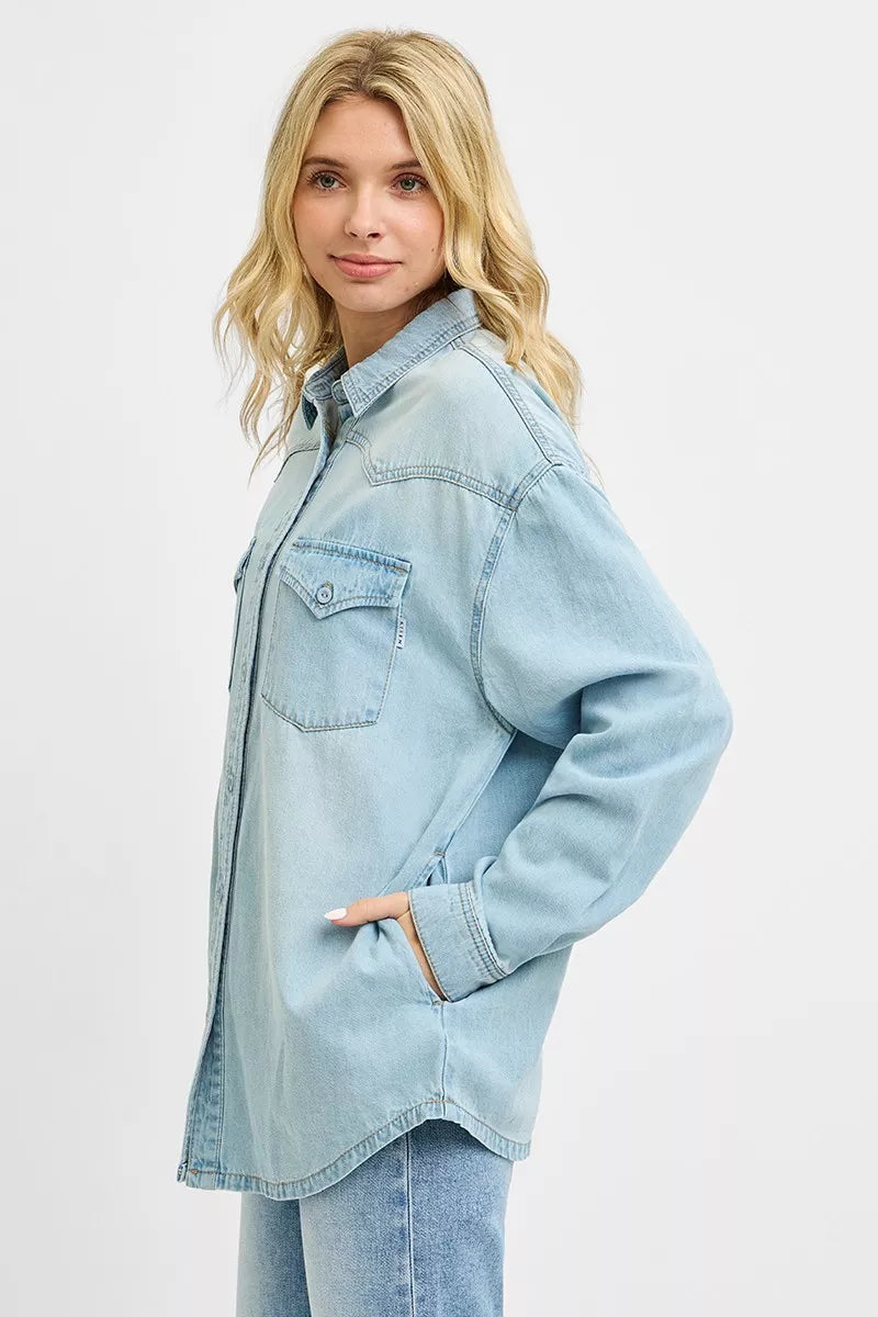 Risen Western Yoke Style Relaxed Fit Denim Shirts RDJ9208