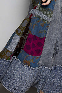 POL One of a Kind - Printed Patchwork Embroidered Ruffled Skirt