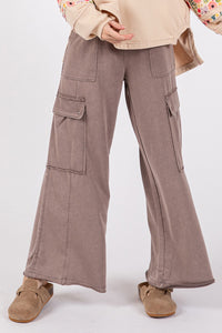 Knit Terry Mineral Wash Wide Leg Cargo Pants