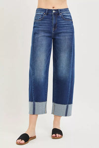 Risen High Rise Slouchy Crop Barrel Cuffed Jeans PGC21750