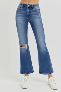 RISEN High Rise Distressed Crop Flare Jeans