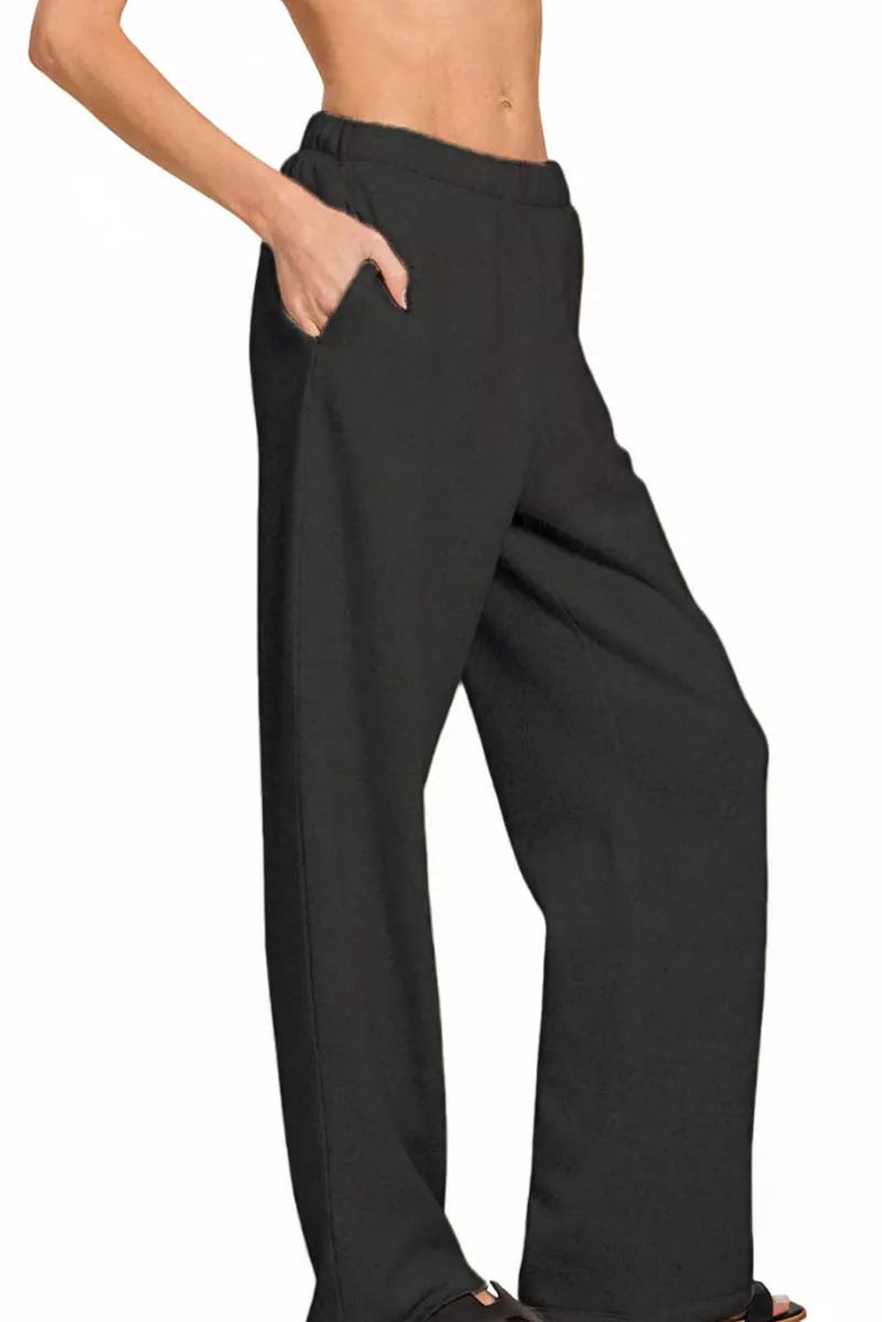 Fleece Sweatpants with Pockets in Black