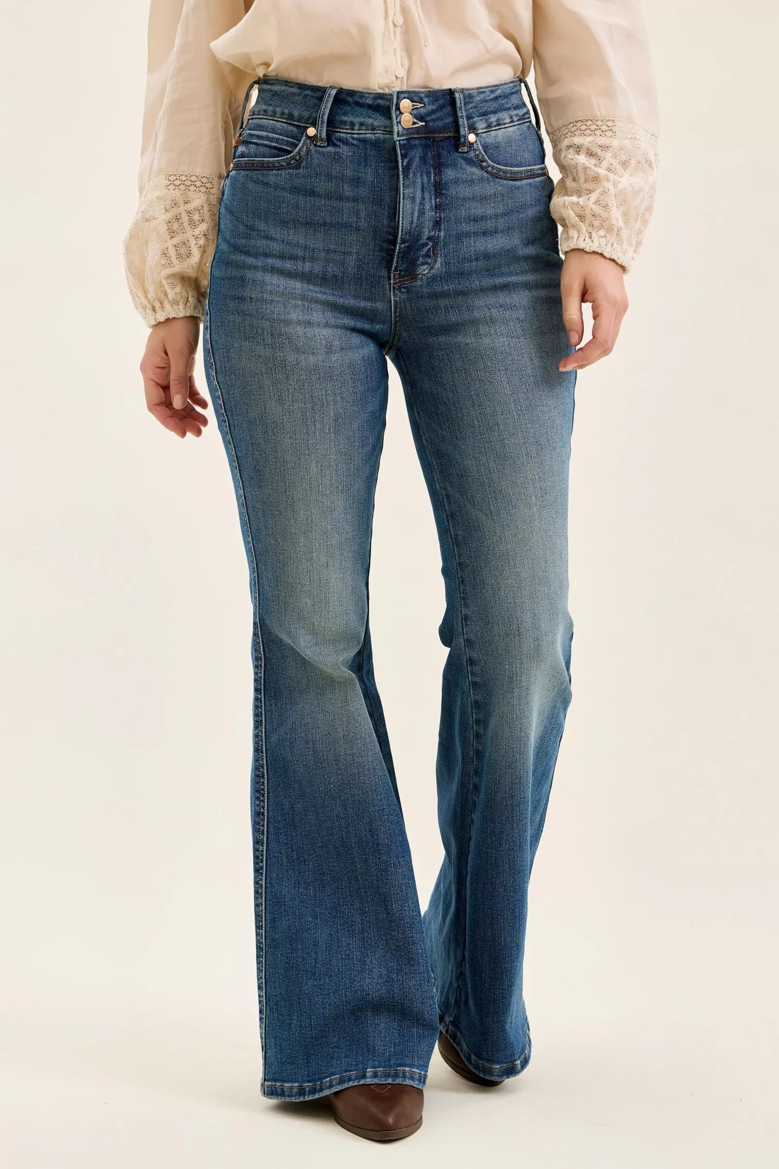 Judy Blue High Rise Double Button Tummy Control Jacqueline Flare Jeans 881125