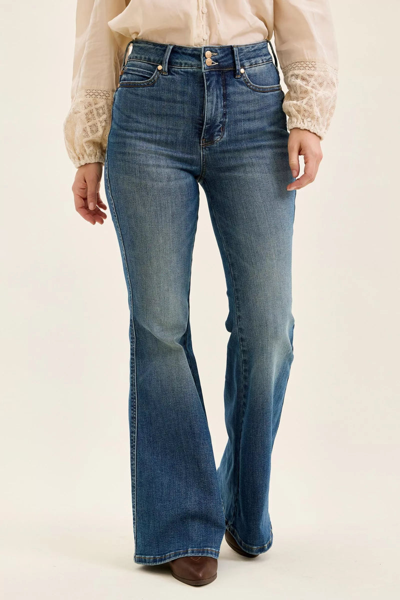 Judy Blue High Rise Double Button Tummy Control Jacqueline Flare Jeans 881125