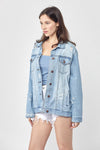 RISEN Light Wash Relaxed Fit Distressed Denim Jacket