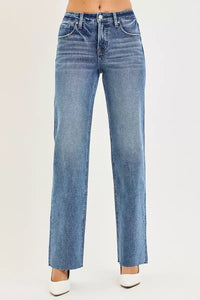 Risen Mid Rise Tummy Control Straight Jeans