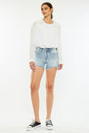 Kancan Hazel High Rise Side Slit Denim Shorts