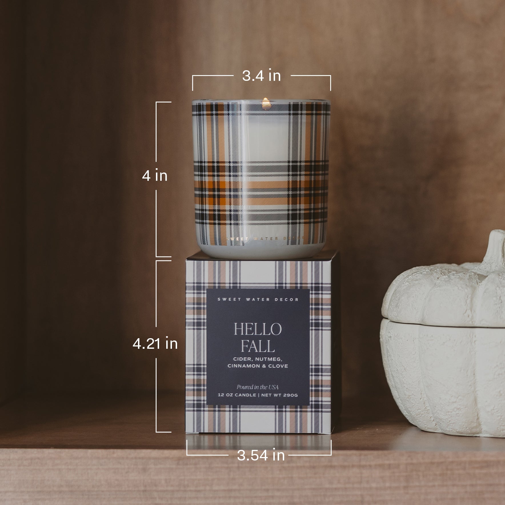 Sweet Water Decor Pumpkin Spice Soy Candle - Boxed Tinted Glass Jar - 12 oz
