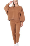 Balloon Sleeve Sweatshirt &amp; Sweatpants Lounge Set