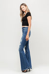 Flying Monkey High Rise Distressed Release Hem Flare Jeans