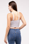 Mineral Wash Ribbed Cropped V-Neck Tank Top